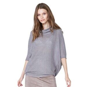 Laila Jayde Sweater Womens S Gray Geometric Cowl Neck Dolman Tunic